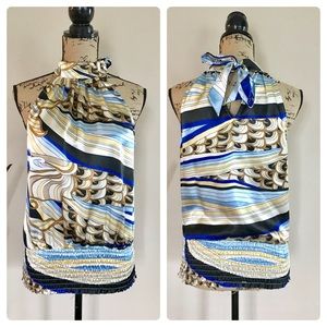 Cache smocked satin blouse {E11}